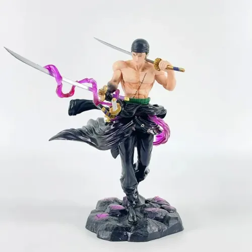 Action Figure Roronoa Zoro com Espadas - One Piece - Boneco com Bandana - Figura de Ação