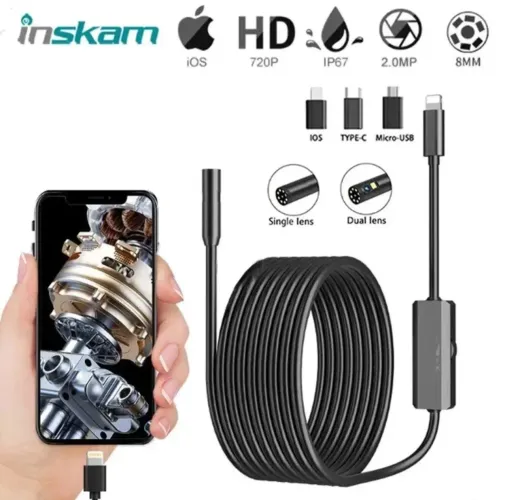Endoscópio camera industrial inspeção carro tubulação encanamentocarro 2M 