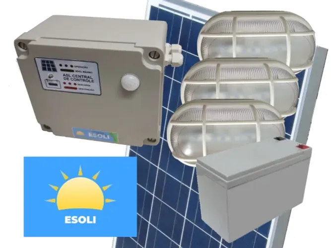 Kit Luminárias e Painel Solar modelo ASL1P030 3T3W5