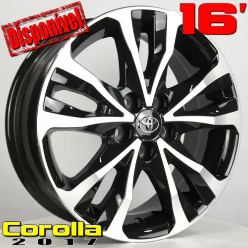 Roda aro 16 Toyota Corolla 2017 preta com diamantado 5x100 jogo novo