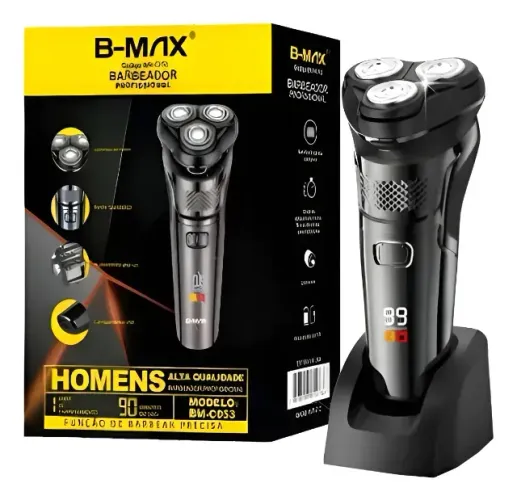 Barbeador Elétrico B Max 3 Lâminas Bm C053 À Prova D'água Preto 127/220v