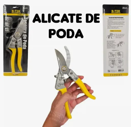 Tesoura de Poda Profissional B-tek BT-396 20cm Corte Preciso para Jardins, Hortas e Planta