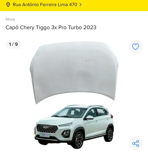 Capô Chery Tiggo 3x Pro Turbo 2023