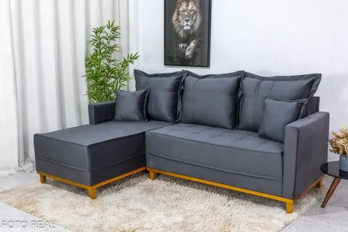Sofá 3 Lug. Com Chaise Lado Esquerdo Milão Larg. 2.30m Veludo - Molas Ensacadas
