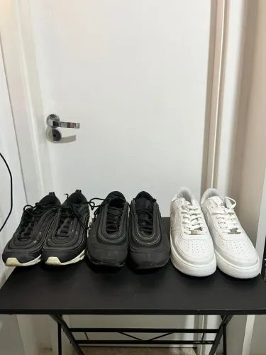 Tênis nike air max 97 black white original, air max 97 black e air force premium