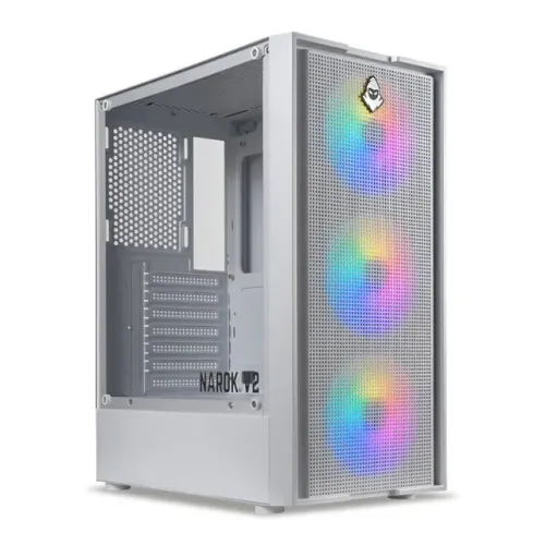 Gabinete Mancer Narok V2, Rainbow, Lateral de Vidro, Com 3 Fans RGB, Branco, Novo, Lacrado