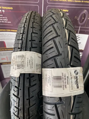 Par de pneus para Moto Winner Maggion 80/100/18 e 100/90/18