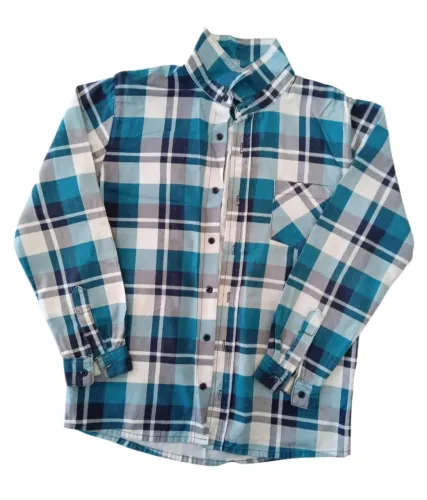 Camisa Xadrez Azul e Branca
