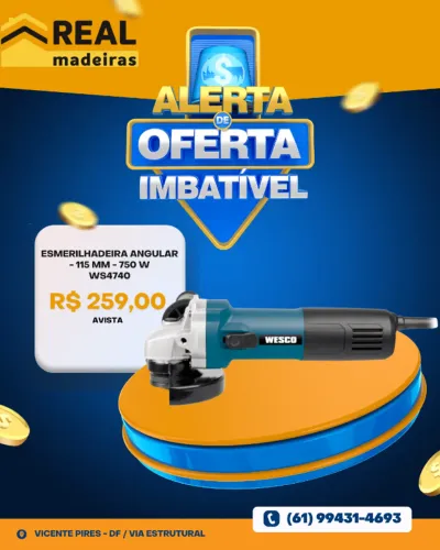 Esmerilhadeira Angular - 115mm/750W WS4740