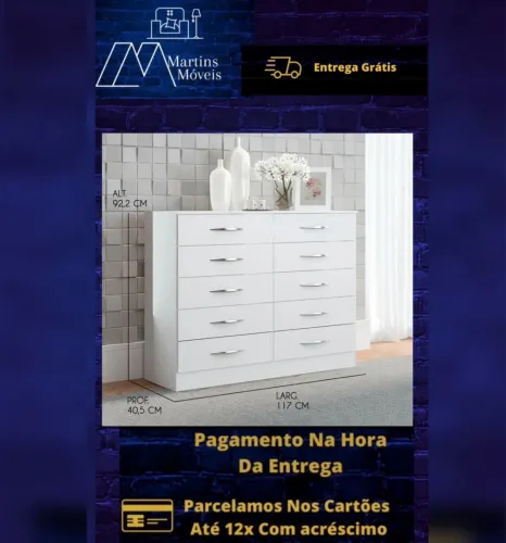 GRANDE PROMOÇÃO CÔMODA 10 GAVETAS SOLUZIONE ENTREGA GRÁTIS