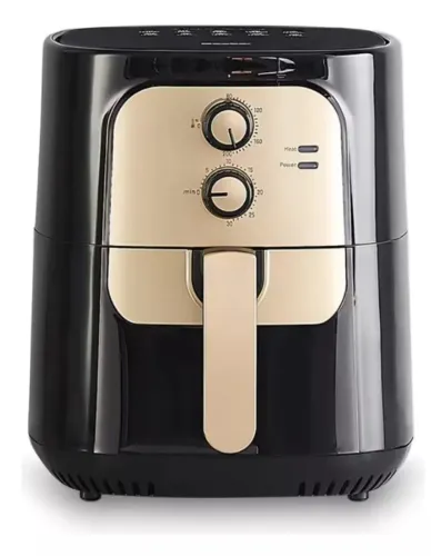 Fritadeira Air Fryer 5,5L - Preto e Dourado - Novo