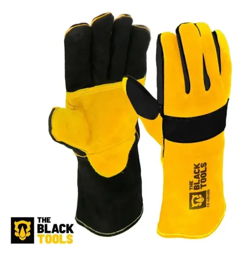 Luva De Segurança Para Soldador Em Raspa Proteção Cano Longo 32cm