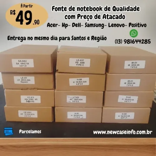 Fonte Acer, Dell, Lenovo, Hp, Samsung, Sony, Positivo entre outras Produto Novo na caixa