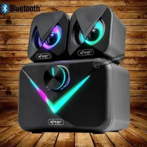 Caixa de som pc notebook multimídia 2.1 led controle de volume KP-RO821