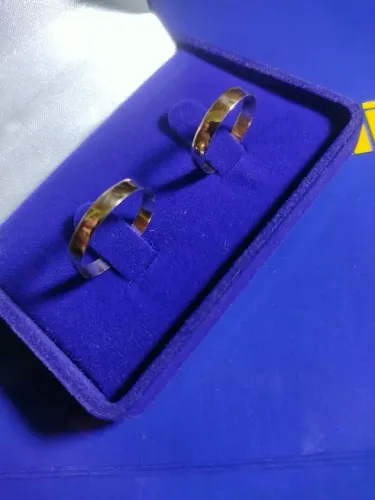 =Alianças Casal Noivado Casamento Ouro 18 Kilates 2.80 Gramas 3 mm Maciça