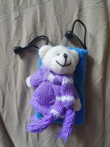 Bolsa com Ursinho de pelúcia de tricô