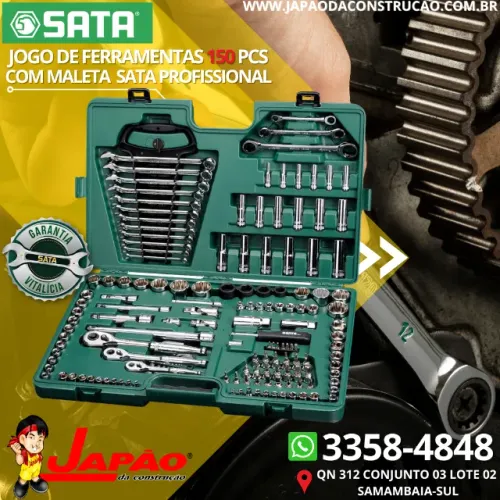 Kit Jogo de Ferramentas 150 Peças Sata Garantia Vitalícia da Sata Mês Dos Pais