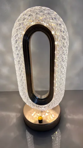 Luminária Abajur de Mesa Lâmpada Quarto Luxuosa Recarregavel Acrílico 3 Tons de Led