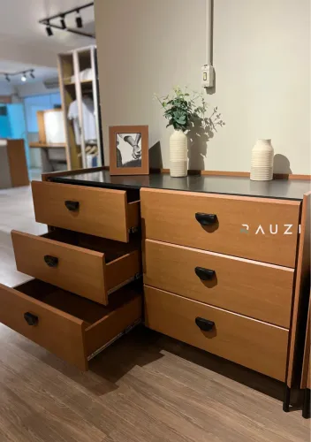 Cômoda Alto Padrão 6 Gavetas 100% MDF Pés Metálicos