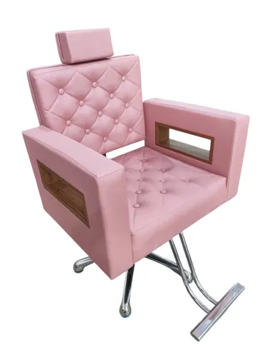 Cadeira de Cabeleireiro Rosa Luxuosa Reclináveil 