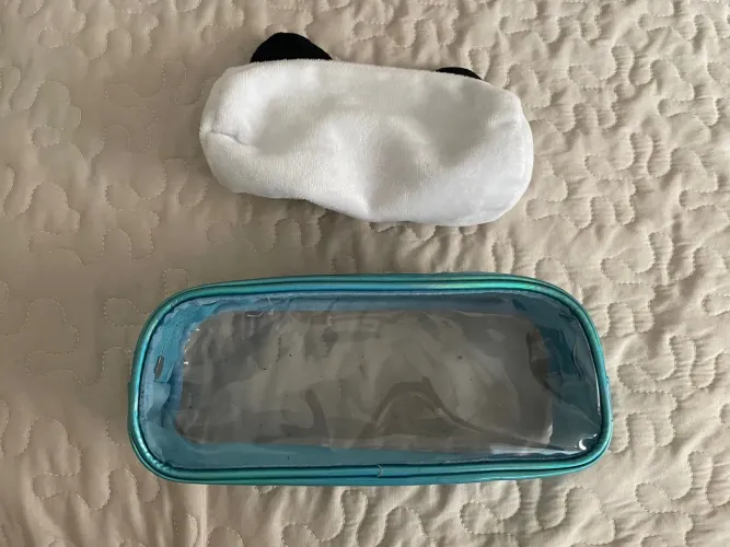 Estojo escolar panda e necessaire transparente