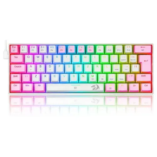 Teclado Mecânico 60% Redragon Dragonborn White/Pink RGB Switch Blue - WZetta