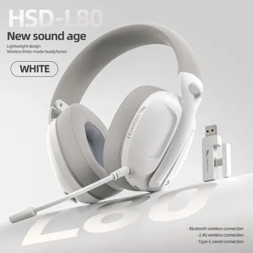 Fone de ouvido Bluetooth SMAILWOLF L80 Branco