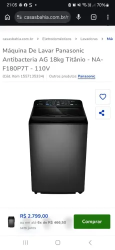 Maquina de lavar panasonic 17kilos seminova funcionando perfeitamente valor 1.200 00