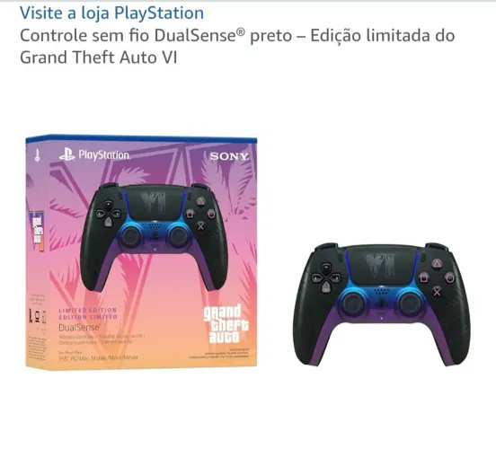 CONTROLE DUALSENSE PS5 EDIÇÃO LIMITADA GTA VI COR PRETA