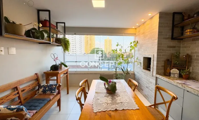 Essenza 125m2 3 quartos 1 suite mobiliado varanda gourmet 2 vagas andar baixo sol manhã