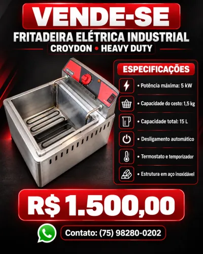 Fritadeira Elétrica Industrial Croydon 15 L - 5 kW