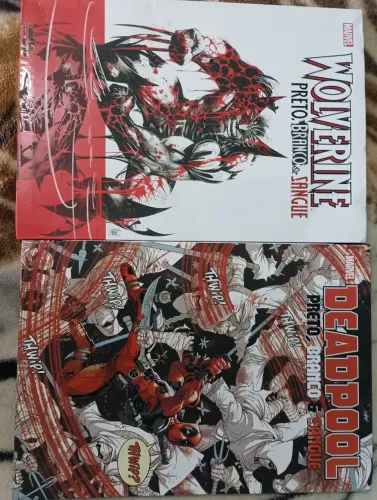 Wolverine deadpool preto branco sangue hq