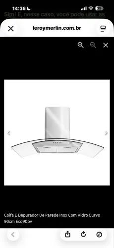 Coifa EOS 90 cm Inox com Vidro Curvo - Perfeito Funcionamento