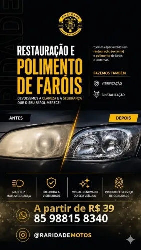 Restauração e polimento de faróis e lanternas
