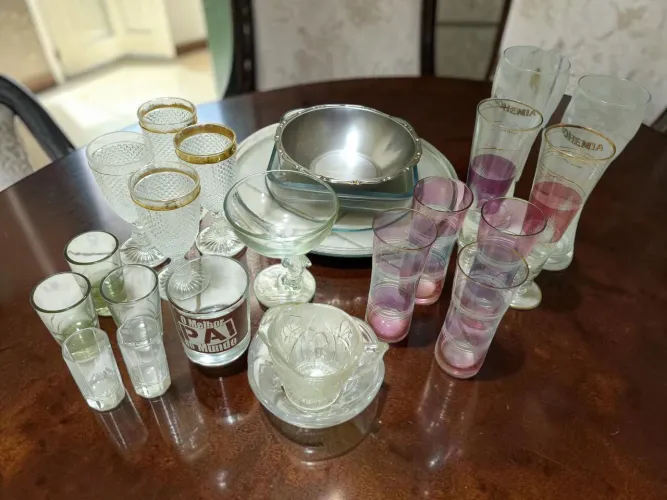Lote Itens de Cozinha copos taças vidro vintage travessa