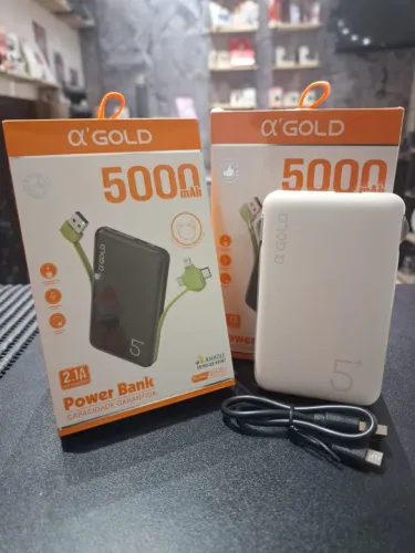 Carregador portátil 5000mah conexão Tipo c, V8 e IOS