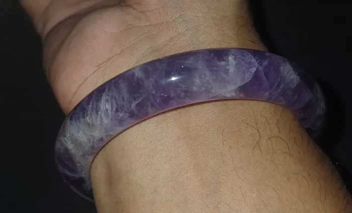 Bracelete e anel de Ametista natural lapidada