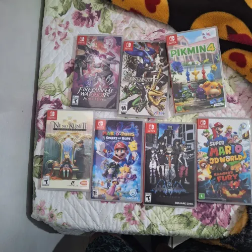 Lote 7 Jogos Nintendo Switch - Mario 3D World, Pikmin 4, SMT V (Mídia Física)