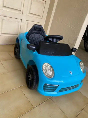 Mini Carro Elétrico Infantil Estilo Porsche 12V Azul com Controle Remoto