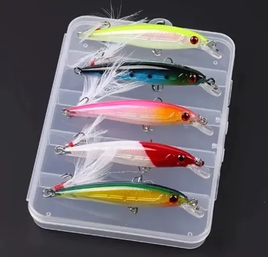 Kit 05 Iscas Artificiais Peixinho Bionico 9cm/6.5g Isca Meia Água 