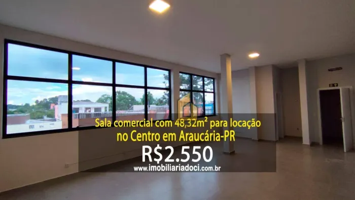 Sala comercial com 48,32m² no Centro em Araucária-PR - Locação por R$2.550,00