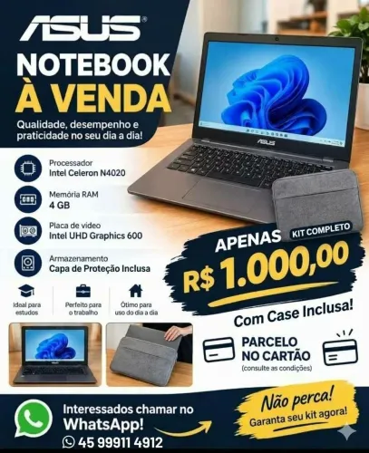 Vendo notebook usado em bom estado.