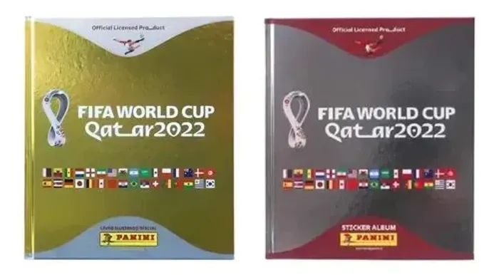 Kit com 2 álbuns capa dura Copa do Mundo Catar 2022 - Dourado e Prata
