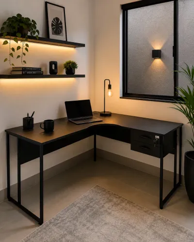 Mesa de estudo e escritório em L