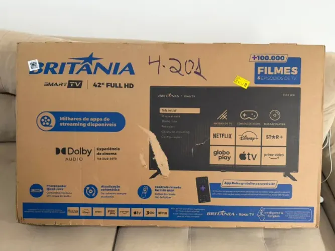 (Lacrado) Smart TV 42? Britânia Roku TV Dolby Audio BTV42G6FR2CP
