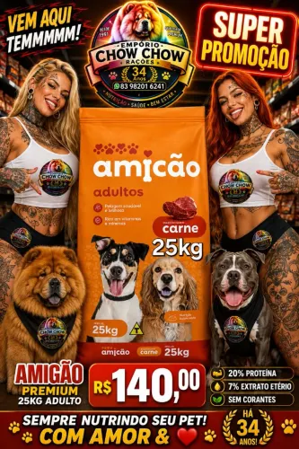 RAÇÃO AMICÃO PREMIUM 25KG ADULTO 140"00