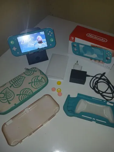 Nintendo Switch lite desbloqueado + 128gb + caixa + acessórios