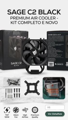 Cooler de CPU Premium Sage C2 Black - TDP 120W - Novo