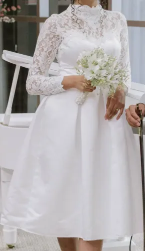 Vestido Noiva Rodado com manga longa