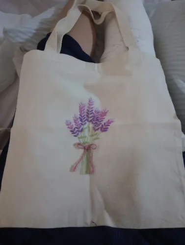Bolsa Ecobag Bordada à mão na flor Lavanda